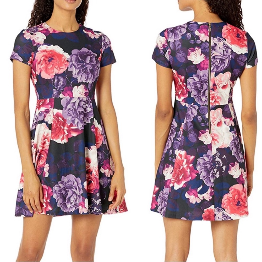 Eliza J Floral Fit & Flare Floral Cocktail Dress